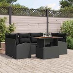 vidaXL Ensemble de canapé de jardin 7 Pièces Noir Poly rotin