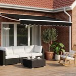 vidaXL Store rétractable manuel avec LEDs Noir et Blanc 3 x 2 5 m