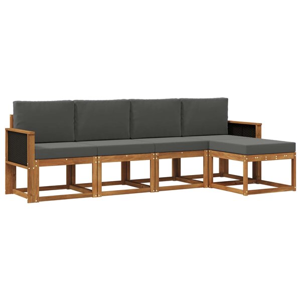 vidaXL Ensemble de canapés d'extérieur 5 Pièces Naturel et Anthracite