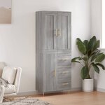 vidaXL Buffet haut Sonoma gris 69 5x34x180 cm Bois d'ingénierie