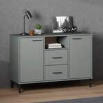 vidaXL Buffet avec pieds en métal Gris 113x40x77 cm Bois massif OSLO