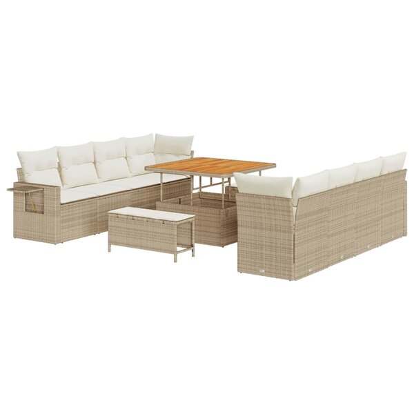 vidaXL Ensemble de canapé de jardin 11 Pièces Beige Poly rotin