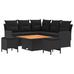 vidaXL Ensembles de meubles avec oreiller 6 Pièces Noir Rotin PE