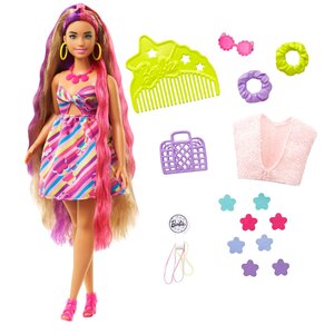 Mattel HCM89 - Barbie Poupée Barbie Ultra Chevelure plantureuse avec 15 accessoires