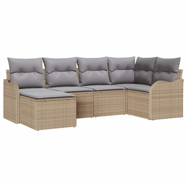 vidaXL Ensemble de canapé de jardin 6 Pièces Beige Poly rotin