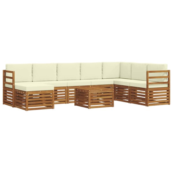 vidaXL Ensemble de canapés d'extérieur 9 pc Naturel et Crème