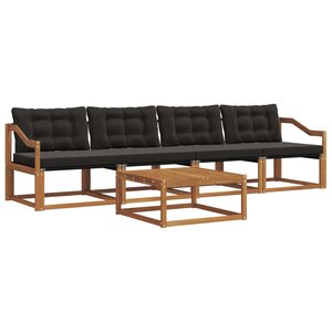 vidaXL Ensemble de canapés d'extérieur 5 pc Naturel et Noir