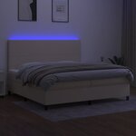 vidaXL Sommier à lattes de lit et matelas et LED Crème 200x200cm Tissu
