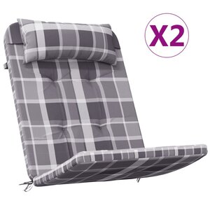 vidaXL Coussins de chaise adirondack lot de 2 carreaux gris