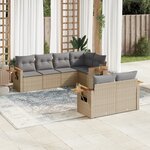 vidaXL Salon de jardin avec coussins 7 Pièces gris résine tressée