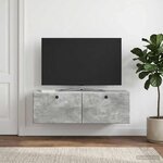 vidaXL Meuble TV mural 98 x 31 x 30 cm Gris béton Bois d'ingénierie