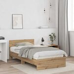 vidaXL Cadre de lit Chêne artisanal 100 x 200 cm Bois d'ingénierie