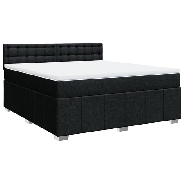 vidaXL Sommier à lattes de lit avec matelas Noir 180x200 cm Tissu