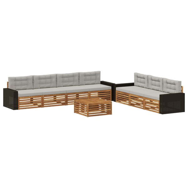 vidaXL Ensemble de canapés d'extérieur 8 Pièces Naturel et gris clair