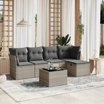 vidaXL Salon de jardin 6 Pièces avec coussins gris clair résine tressée