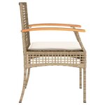 vidaXL Chaises de jardin coussins lot de 4 beige résine tressée acacia