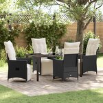 vidaXL Ensemble de jardin 5 pièces avec coussins en poly rotin noir
