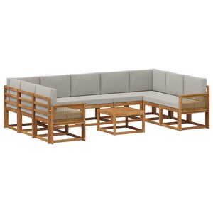 vidaXL Ensemble de canapés d'extérieur 10 pc Naturel et gris clair