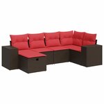 vidaXL Salon de jardin avec coussins 6 Pièces marron résine tressée