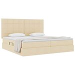 vidaXL Lit avec rangement et matelas Crème 200 x 200 cm tissu