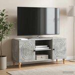 vidaXL Meuble TV Gris béton 102 x 34 5 x 50 cm Bois d'ingénierie
