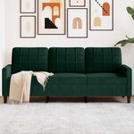 vidaXL Canapé à 3 places Vert foncé 180 cm Velours