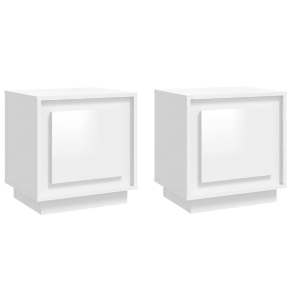 vidaXL Tables de chevet 2Pièces blanc brillant 44x35x45cm bois ingénierie