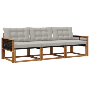 vidaXL Ensemble de canapés d'extérieur 3 pc Naturel et gris clair