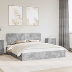 vidaXL Lit de Rangement Gris béton 200 x 200 cm Bois d'ingénierie