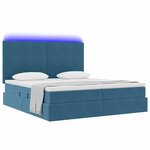 vidaXL Lit de rangement LED avec matelas Bleu foncé 180 x 200 cm