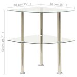 vidaXL Table d'appoint 2 niveaux Transparent 38x38x50 cm Verre trempé