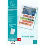 Sachet de 50 Pochettes coins A4 PP 0,12 mm Transparent grainé EXACOMPTA