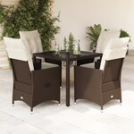 vidaXL Ensemble à manger de jardin 5 Pièces et coussins marron poly rotin