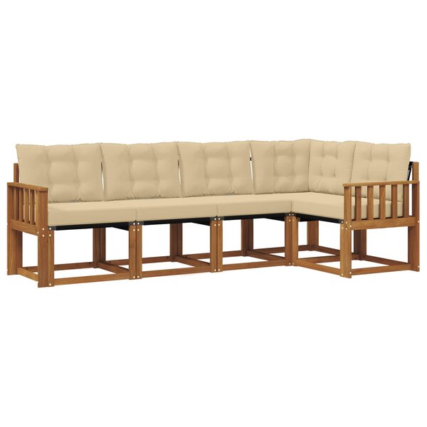 vidaXL Ensemble de canapés d'extérieur 5 pc Naturel et Beige