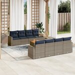 vidaXL Salon de jardin 9 Pièces avec coussins gris résine tressée
