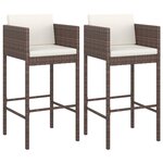 vidaXL Tabourets de bar lot de 2 avec coussins marron résine tressée
