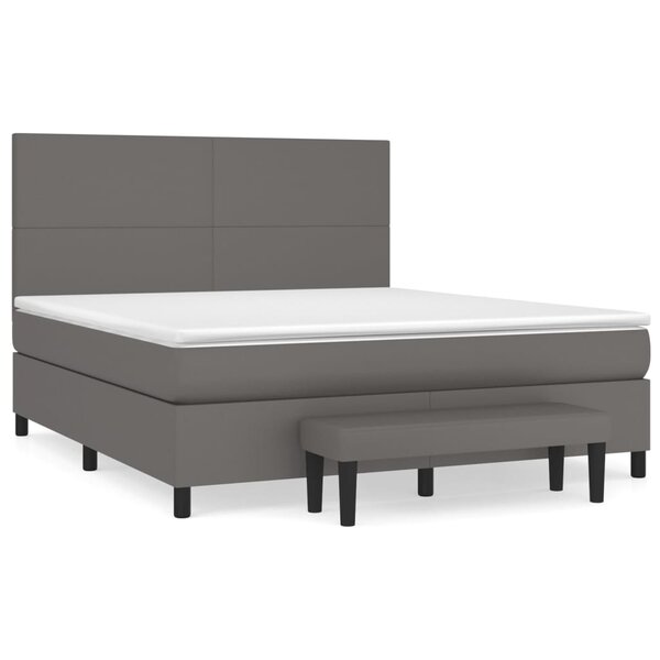 vidaXL Sommier à lattes de lit avec matelas Gris 180x200 cm Similicuir