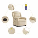 vidaXL Fauteuil de massage inclinable Crème Tissu