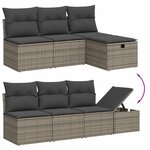 vidaXL Salon de jardin 8 Pièces avec coussins gris résine tressée