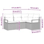 vidaXL Ensemble de canapé de jardin 4 Pièces Gris clair Poly rotin