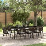 vidaXL Ensemble de salle à manger de jardin de 9 pièces Marron Poly Rattan