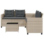 vidaXL Canapé de jardin et table et coussins en forme de L gris clair