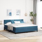 vidaXL Lit Box Spring avec Matelas Bleu Foncé Super King Velours