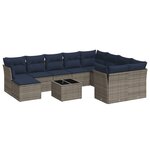 vidaXL Salon de jardin 11 Pièces avec coussins gris résine tressée