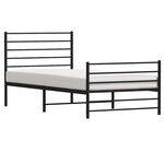 vidaXL Cadre de lit métal sans matelas et pied de lit noir 100x200 cm