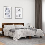vidaXL Cadre de lit chêne fumé 150x200 cm bois d'ingénierie et métal