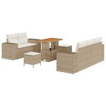 vidaXL Ensemble de canapé de jardin 8 Pièces Beige polyrotin