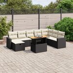 vidaXL Salon de jardin 9 Pièces avec coussins noir résine tressée
