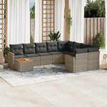 vidaXL Salon de jardin avec coussins 10 Pièces gris résine tressée