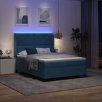vidaXL Lit à Ressorts avec Matelas LED Bleu 140 x 200 cm Velours